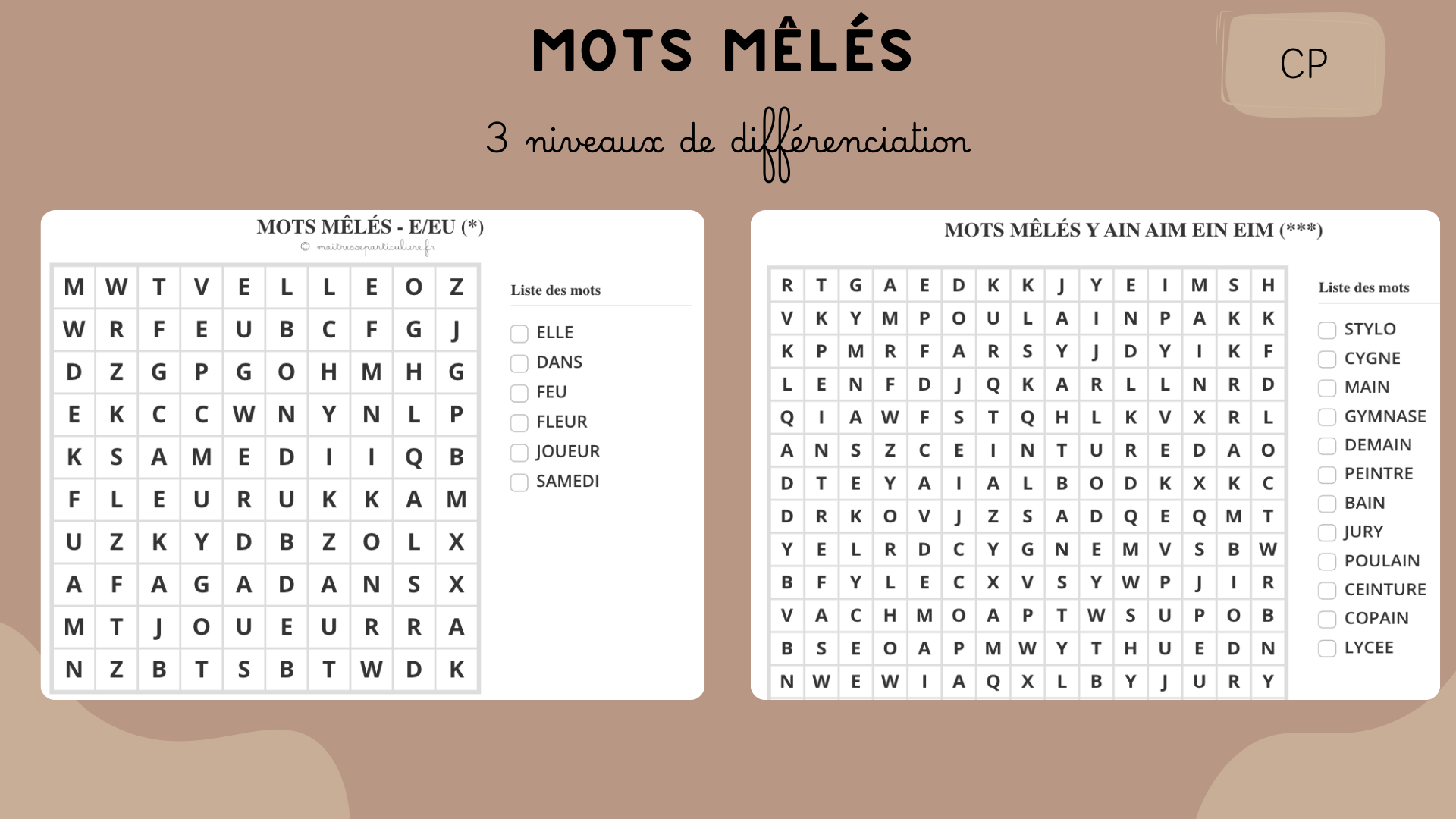 Mots mêlés CP